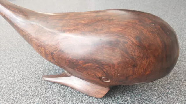 Dark Wood Whale 12" woodcarving, heavy wood, polished, figurine or sculpture