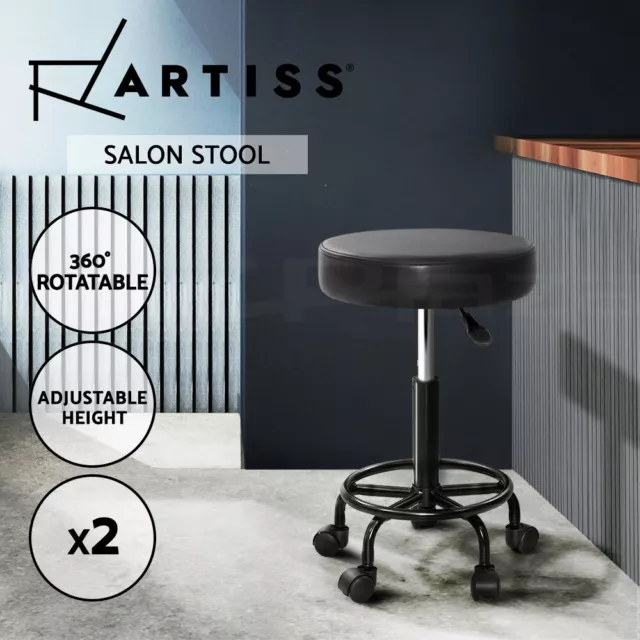 Artiss 2X Salon Stool Swivel Barber Hair Dress Chair Hydraulic Lift PU Leather