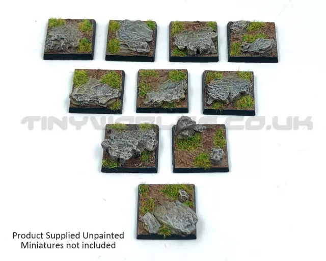 30mm Square Rock Scenic Wargames Miniature Wargaming Resin Bases x10