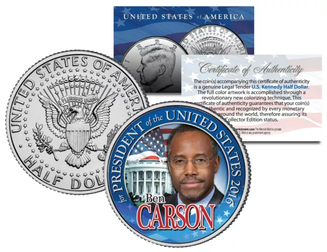 BEN CARSON FOR PRESIDENT 2016 - JFK Half Dollar US Coin Political CAMPAIGN
