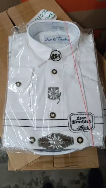 Camicia folcloristica bambini di Isar tradizionale ricamata bianca, ultima 92-140, ridotta 50%