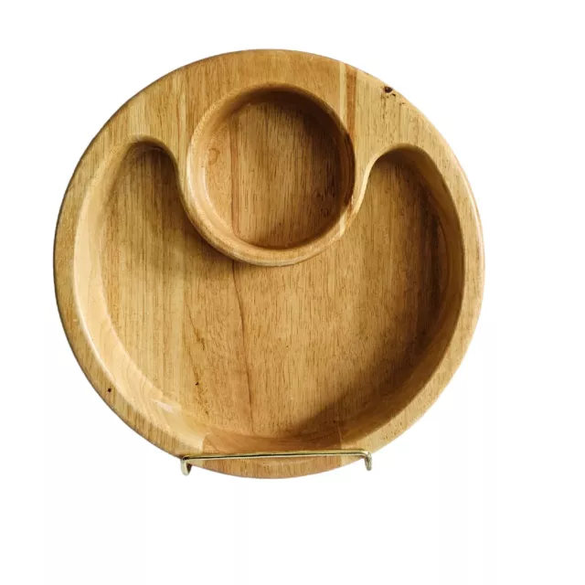 CRATE & BARREL beech wood CHIP DIP serving bowl