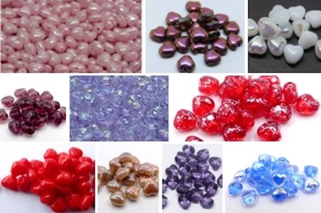 6(mm) HEART SHAPE CZECH GLASS SPACER BEADS - CHOICE OF COLOUR - PACK OF 40