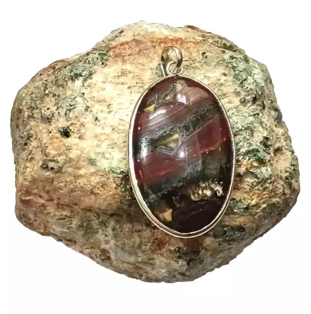 Crazy Lace Agate Gemstone pendant sterling silver Plated Pendant