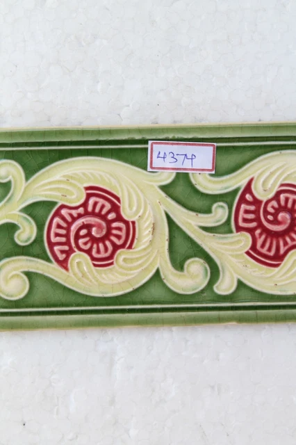 Japan antique art nouveau vintage majolica border tile c1900 Decorative NH4374 3
