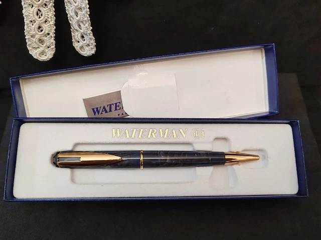 Stylo Bille Waterman Doré Marbré Bleu - Avec Boîte - Occasion Très Bel état