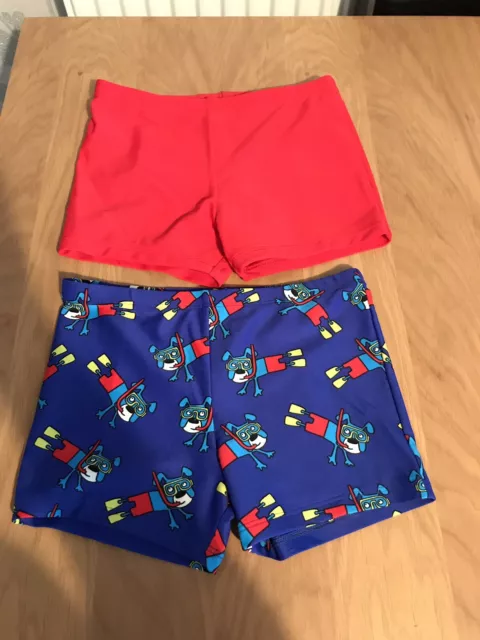 Debenhams Boys Swimshort Bundle Red/blue Dog Pattern Age 4-5 Vgc