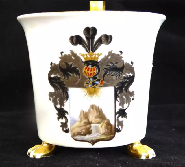 Antique Meissen Porcelain Footed Cup Armorial Crest Heraldry