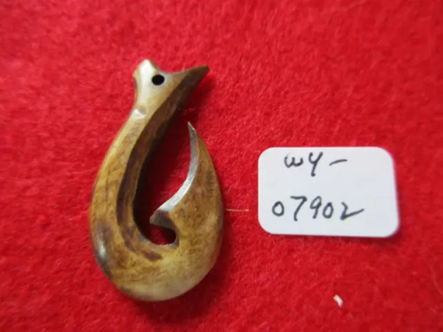 Northwest Coast Moose Antler Hook Carving, Hand Carved Pendant,   Wy-0923*07902