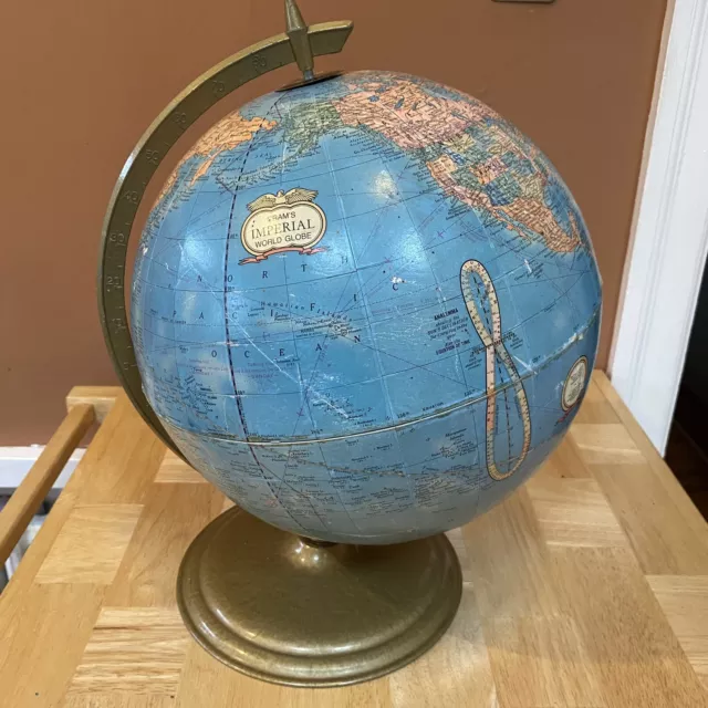 Vtg Globe Cram's Imperial 12" World Globe by The George F. Cram Co. USSR/Burma