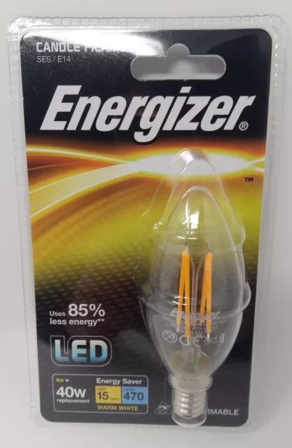 4w = 40w LED Energizer Filament Candle Light Bulb Lamp SES Small Screw In E14
