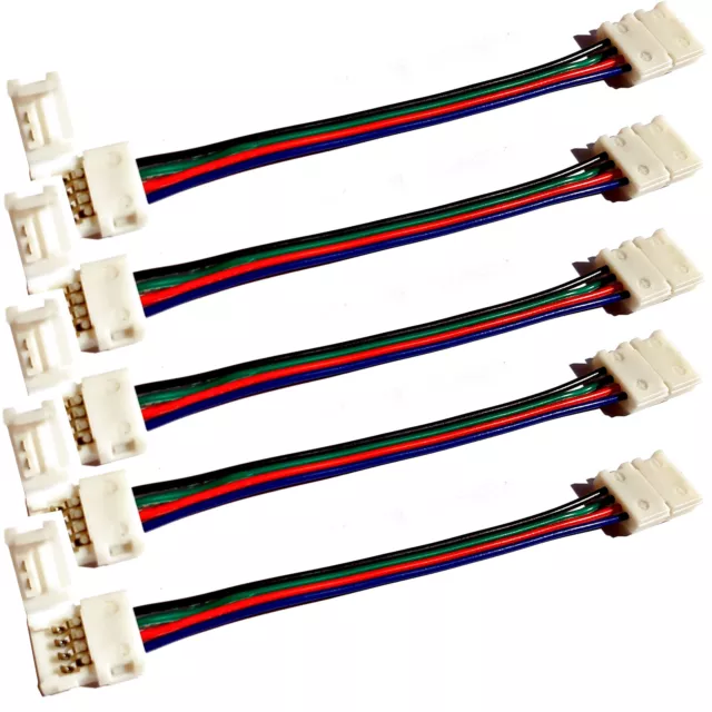 5x 10mm RGB LED Schnellverbinder 10cm-1m Kabel Adapter 4 Pin Stecker Lichtband