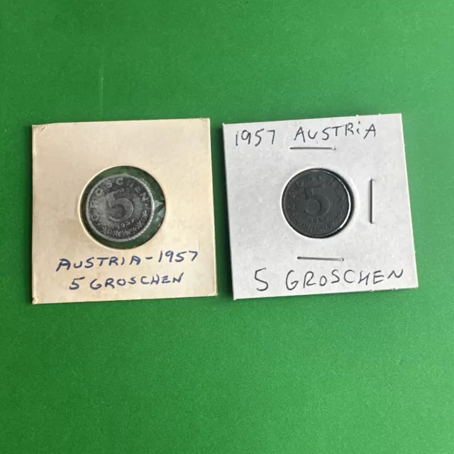 1957 Austria 5 Groschen - Lot of 2 World Coin