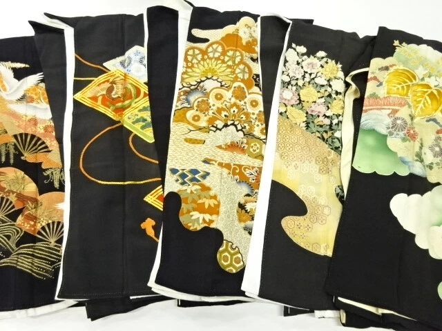 40929# Japanese Kimono / Antique Tomesode / Set Of 5