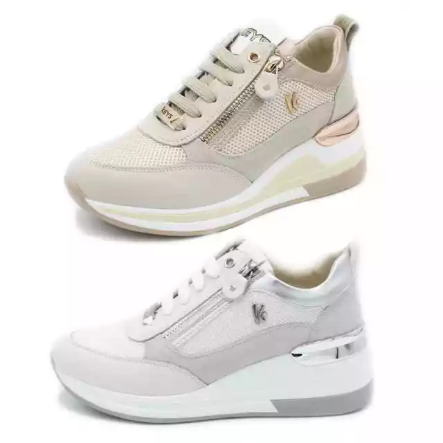 Keys sneakers scarpa da donna zeppa scarpe con zeppe alte estive pelle tessuto