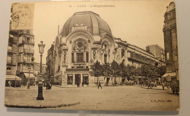 Carte postale ancienne Cirque paris l'hippodrome ,circulé ,place de clichy 1903?