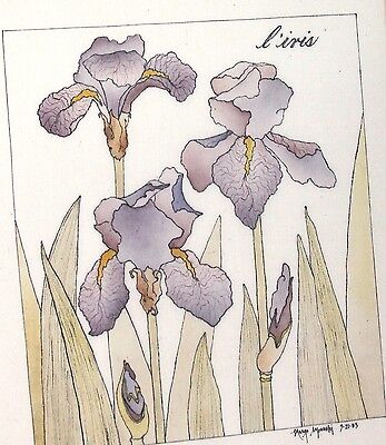 l'Iris, Late 20th Century School, European Watercolor on Fabric, Margo Syanski