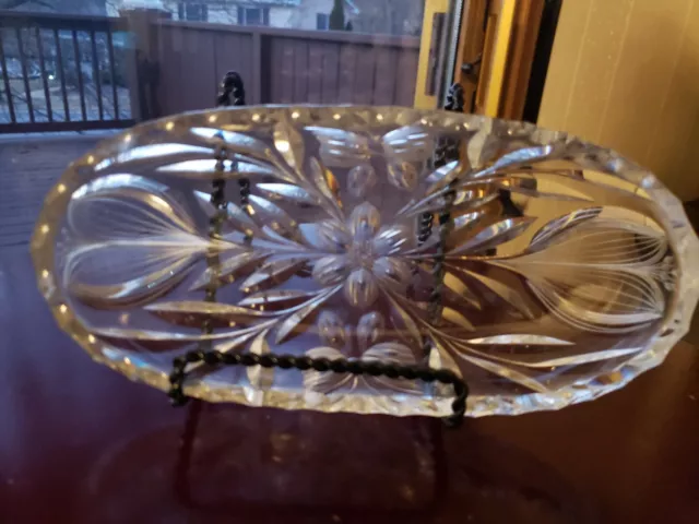 Relish Bowl Dish American Brilliant Period Cut glass Pairpoint Murillo Butterfly