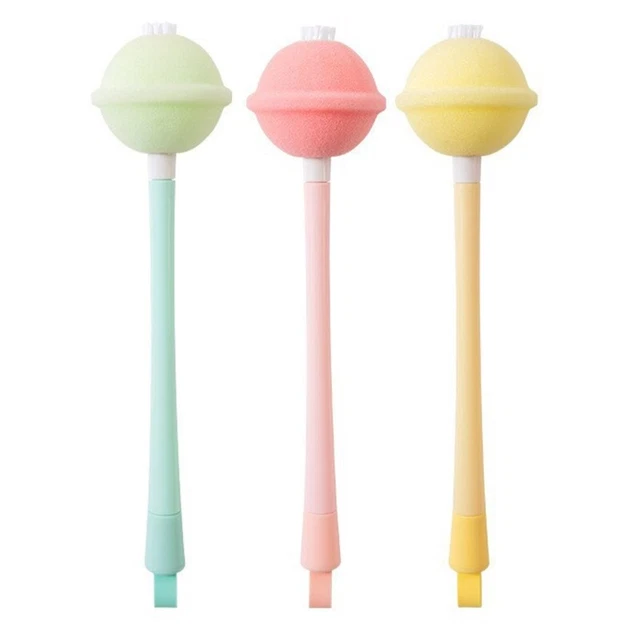 2 In 1 Lollipop Shaped Sponge Bottle Cup Nipple Brush with Long Handle Cleaner