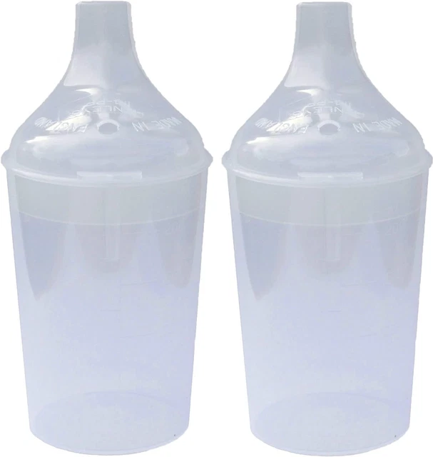 2 Henleys Kunststoff Futterbecher breiter Auslauf Erwachsene Becherglas Krankenhaus Behinderung 114-PP