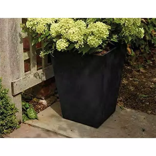 Stewart Garden 48cm Basalt Low Square Planter - Black 48.5x43cm