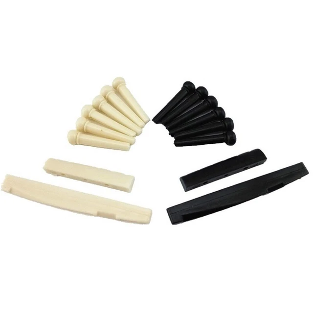 1 Set Black and White Abs Bridge Pens and Saddle & Nut Replacement Tei5681