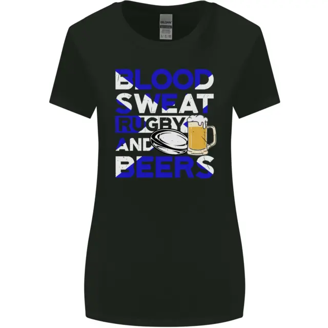 T-shirt scozzese Scotland Blood Sweat & Beers rugby donna taglio più largo