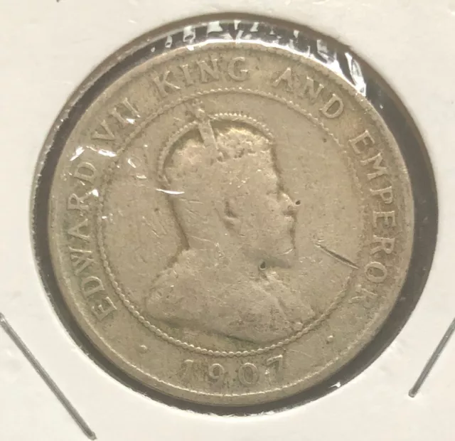 1907 Jamaica 1 Penny Coin-Edward Vii-Km# 23-Mintage =108,000