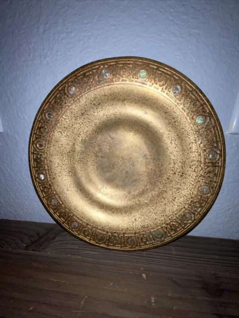 TIFFANY STUDIOS NY Bronze Gold Dore and Abalone Bowl 1723.  Good Condition.