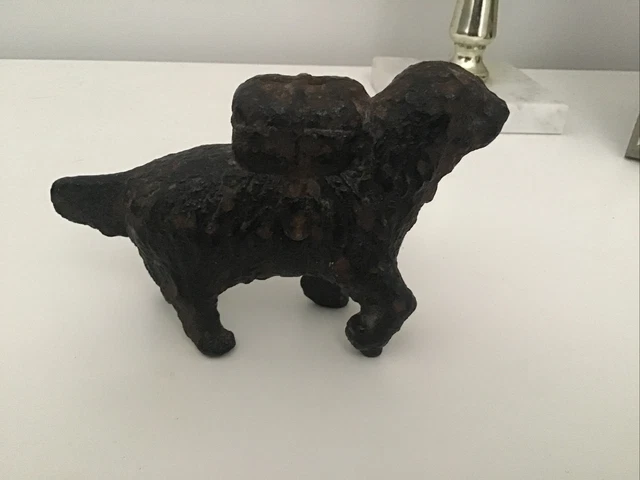 Vintage Cast Iron Dog Bank Nice Shape