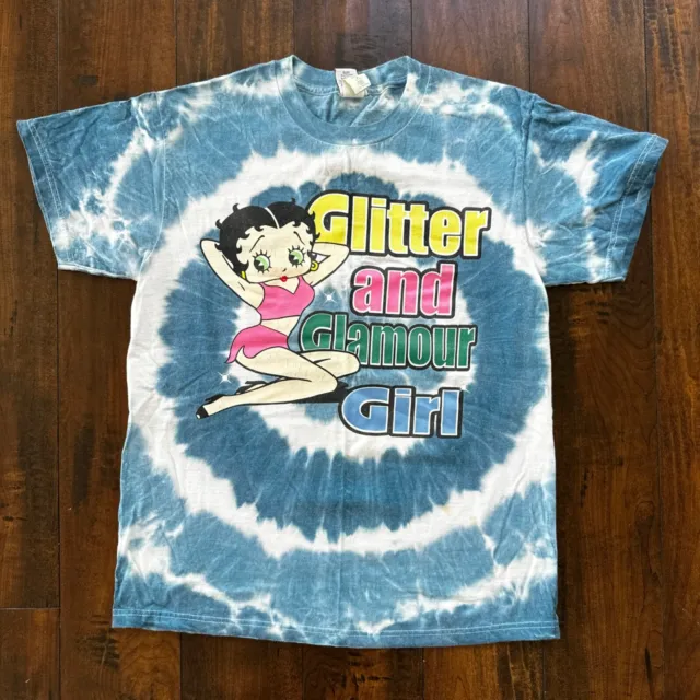Betty Boop Hot Girl Vintage T Shirt Gillter Glamour Y2K Tie Dye 2002