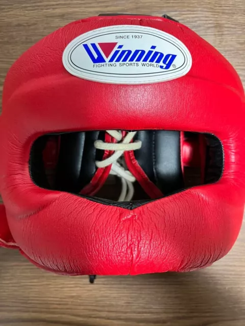 Winning Headgear FG 5000 Boxing Full Face Guard Color Red Size L Used