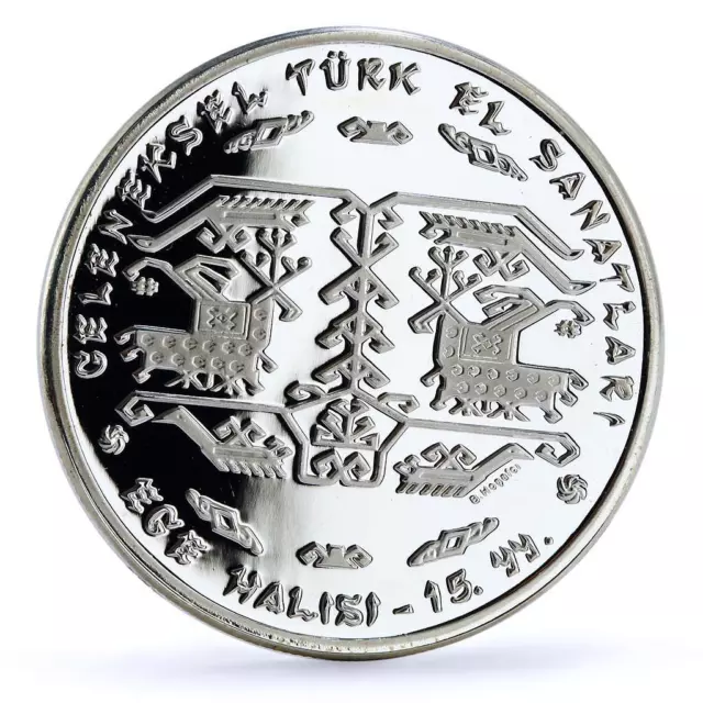 Turkey 20 lira Traditions Folk Crafts Aegean Carpet Art proof silver coin 2005