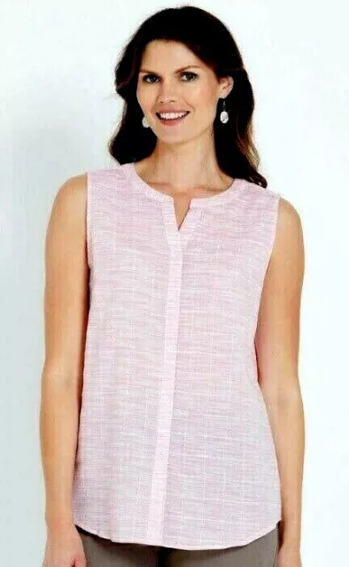 W Lane Top Shirt Sleeveless Cotton Size 20 RP $90 NEW Button Up Pink White