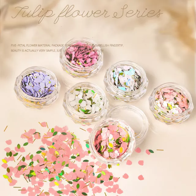 1Box Tulips Flowers Petal Chips Nail Sequins Nail Art Supplies Decorations