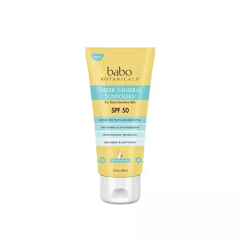 Pur Minéraux Sensible Doux Crème Solaire Lotion SPF 50 89ml Par Babo Botanicals