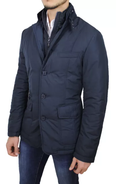 Giubbotto Piumino Uomo Sartoriale Blu Casual Elegante Giacca Invernale