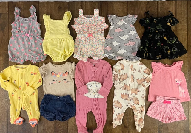 Carters Baby Girl Newborn 0/3 Mo Bundle Clothes Lot Summer Romper Outfits Dress