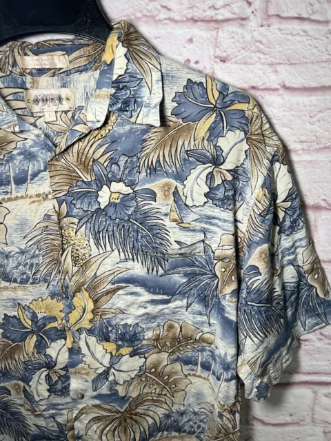 HAWAIIAN SHIRT MEN'S Large Campia Moda Floral 100% Rayon Short Sleeve ...