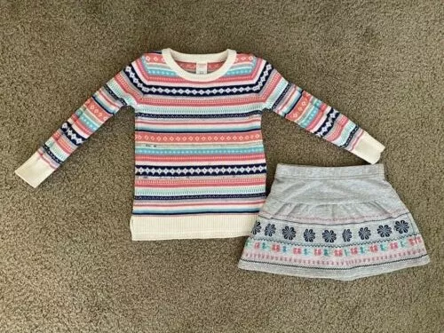 Set ragazze Gymboree: maglione e gonna jacquard 100 cotone multicolore taglia 4