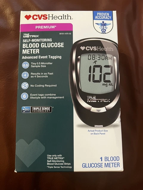 NUEVO CVS True Metrix Premium Autocontrol Medidor de Glucosa en Sangre Caja Sellada