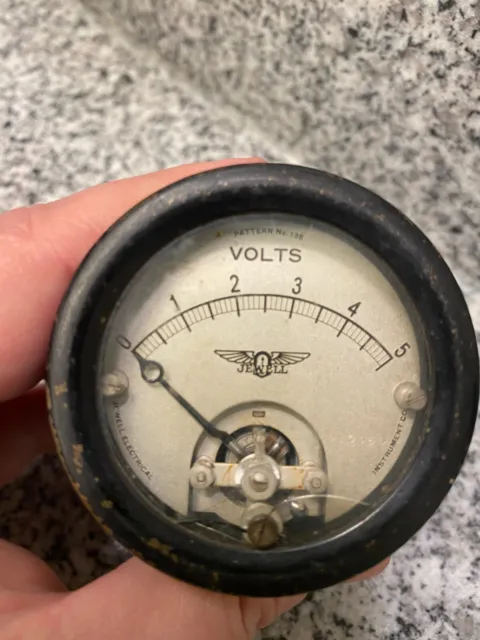 Vintage Jewell Electrical Instrument Co Volt Meter Gauge 135 Steampunk Wing Logo
