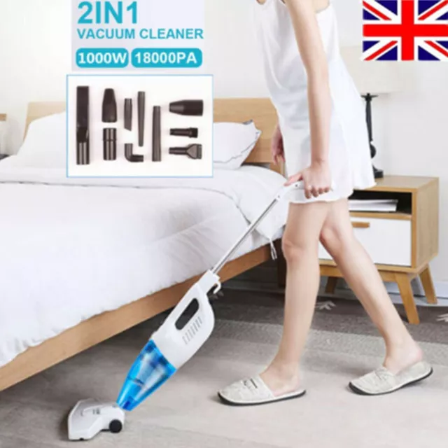 1000W Upright 2in1 Stick Powerful Vacuum Cleaner Corded Bagless Handheld UK HOT