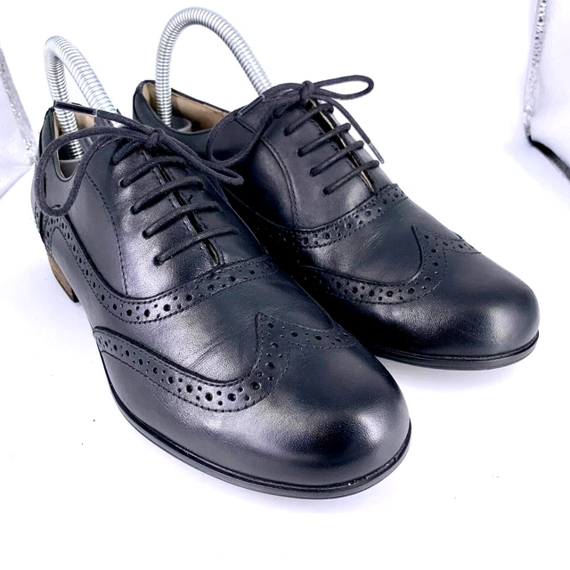 CLARKS CUSHION PLUS Womens Black Leather Wingtip Brogues Lace Up Flats Size 5.5D 24.99 PicClick UK