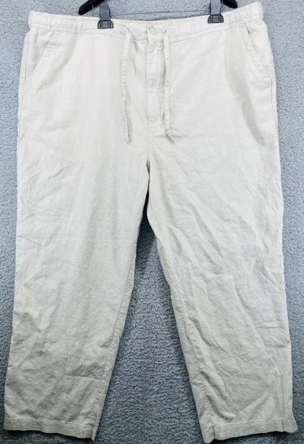 Cubavera Mens Medium 3X Cream Linen Blend Pants with Drawstring Pockets Summer