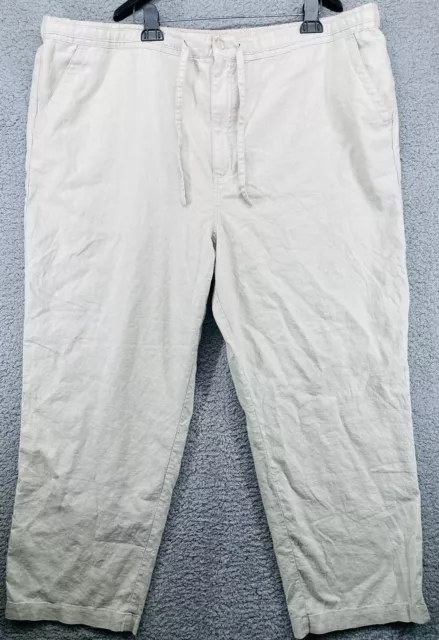 Cubavera Mens Medium 3X Cream Linen Blend Pants with Drawstring Pockets Summer