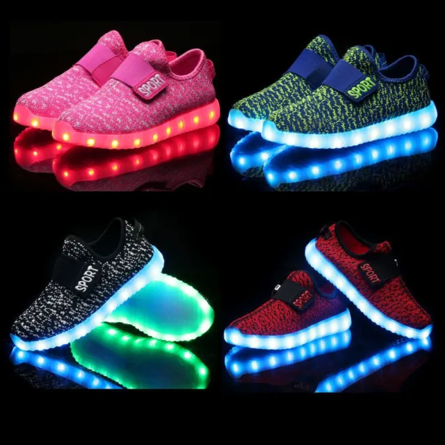 Cool Unisex 7 Led Light Lace-up Glow Shoes Snazzy Sportswear Usb Rechargeable