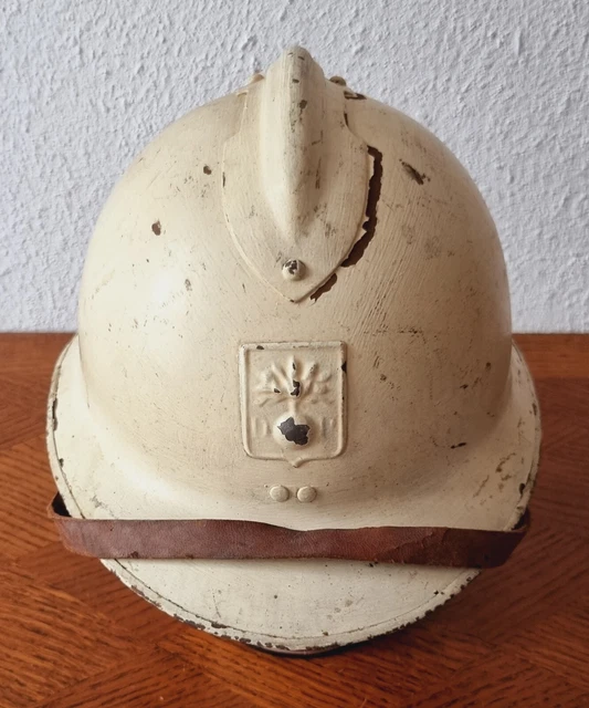 Originaler, alter französischer Stahlhelm - Adrian - weiß  mit Innenfutter - WW2