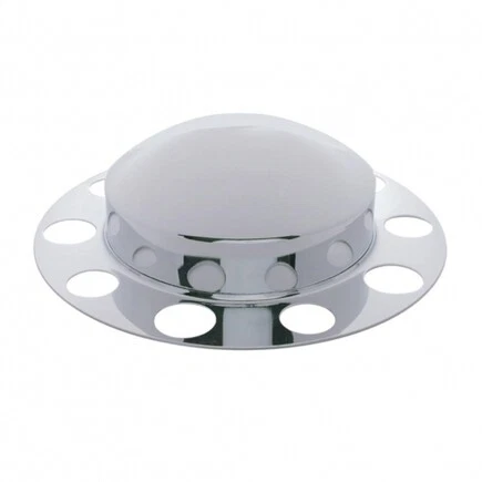 Chrome Dome Front Axle Cover Kit w/ 1.5" Nut Cover - Steel Wheel (2 Pack); 10131