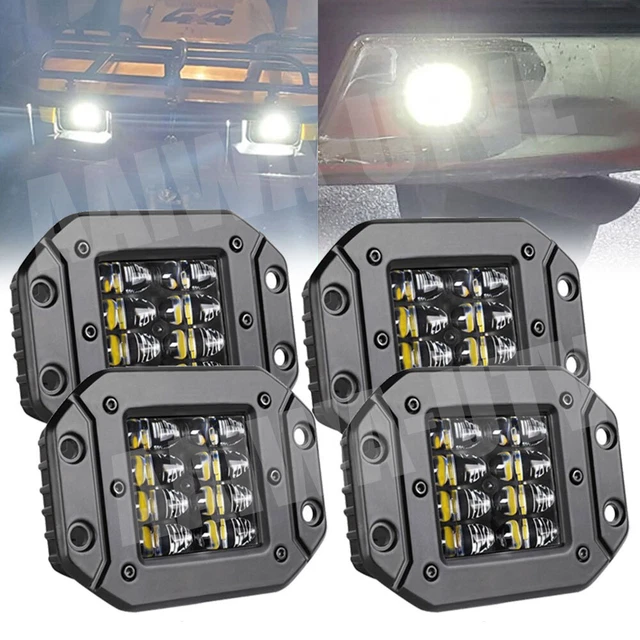4X 5" Flush Mount LED Work Light Bar Rear Bumper Reverse Pods Dual Row Driving